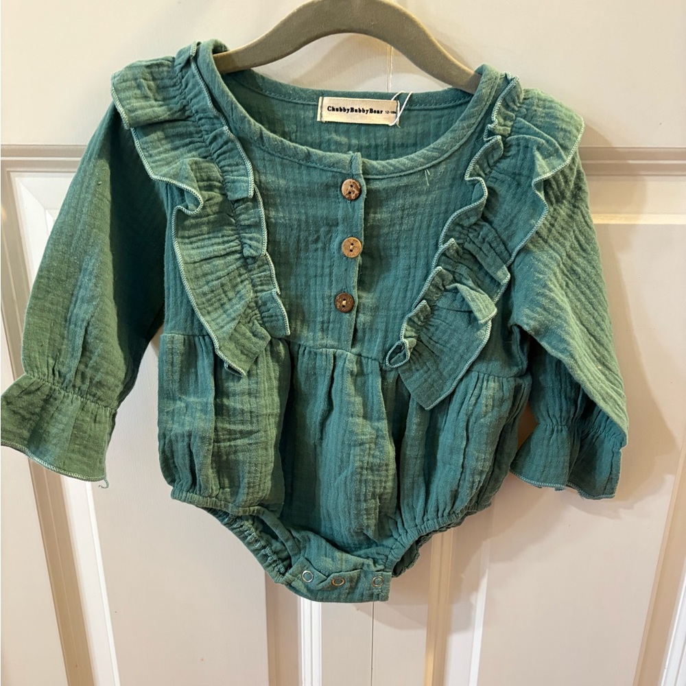 Linen long sleeve onesie